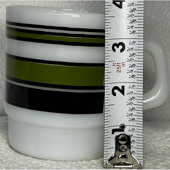 Fire King Coffee Cup Mug Wide Green Black Bands Vintage Anchor Hocking Set Of 3 - Picture 5 of 9